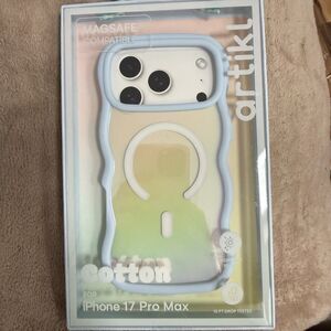 Artikl Cotton Wavy Phone Case for iPhone 17 Pro Max MagSafe Blue Iridescent New